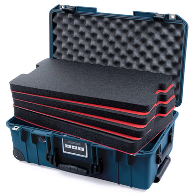 Pelican 1535 Air Case, Deep Pacific with Black Handles & Push-Button Latches Custom Tool Kit (4 Foam Inserts with Convolute Lid Foam) ColorCase 015350-0060-550-111