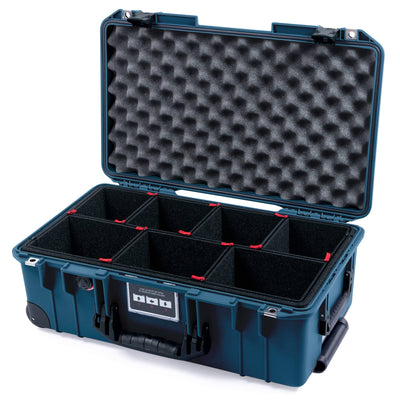 Pelican 1535 Air Case, Deep Pacific with Black Handles & Push-Button Latches TrekPak Divider System with Convolute Lid Foam ColorCase 015350-0020-550-111