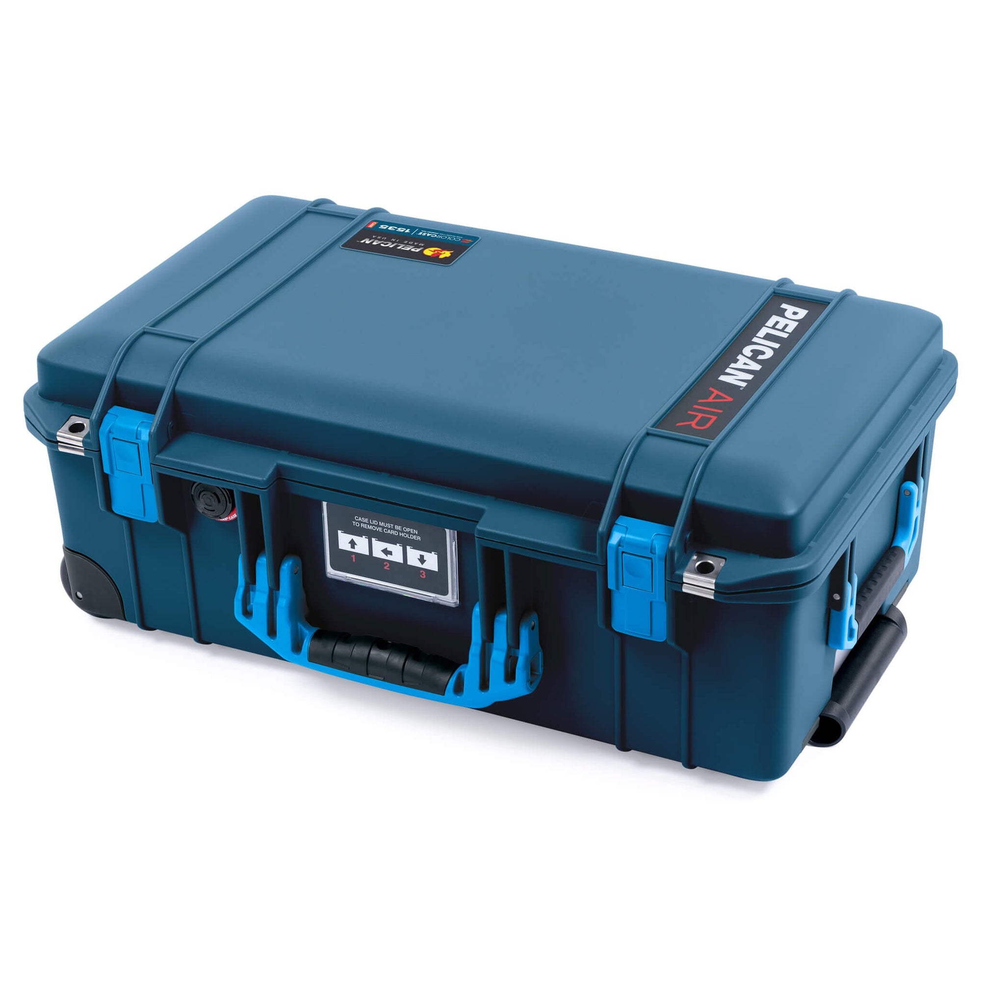 Pelican 1535 Air Case, Deep Pacific with Blue Handles & Push-Button Latches ColorCase 