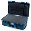 Pelican 1535 Air Case, Deep Pacific with Blue Handles & Push-Button Latches Pick & Pluck Foam with Computer Pouch ColorCase 015350-0201-550-120