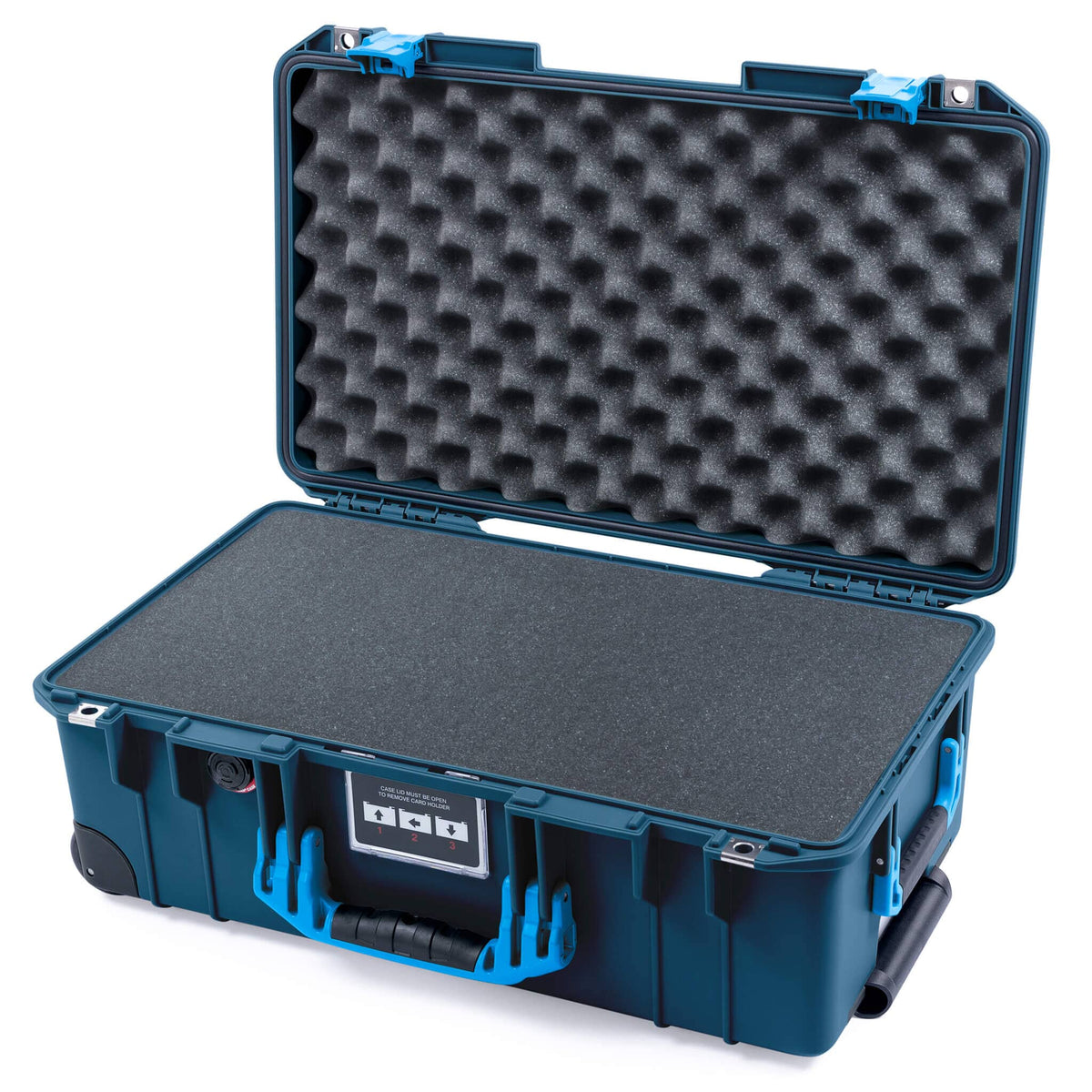 Pelican 1535 Air Case, Deep Pacific with Blue Handles &amp; Push-Button Latches Pick &amp; Pluck Foam with Convolute Lid Foam ColorCase 015350-0001-550-120