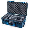 Pelican 1535 Air Case, Deep Pacific with Blue Handles & Push-Button Latches Gray Padded Microfiber Dividers with Convolute Lid Foam ColorCase 015350-0070-550-120
