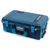 Pelican 1535 Air Case, Deep Pacific with Blue Handles, Push-Button Latches & Trolley ColorCase