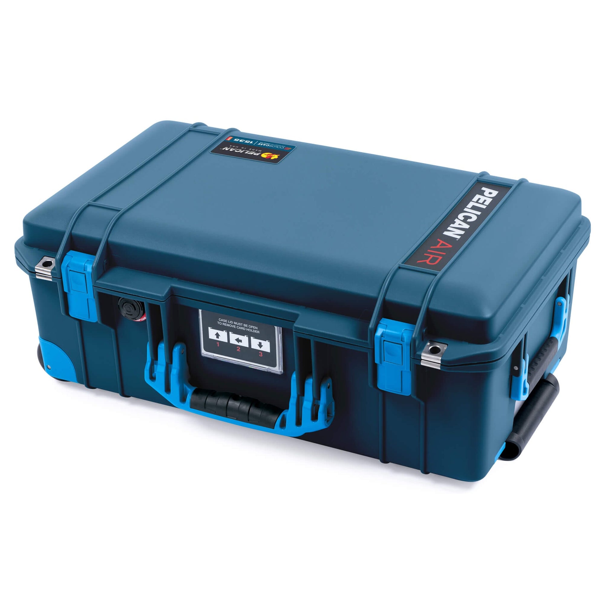 Pelican 1535 Air Case, Deep Pacific with Blue Handles, Latches & Trolley ColorCase 