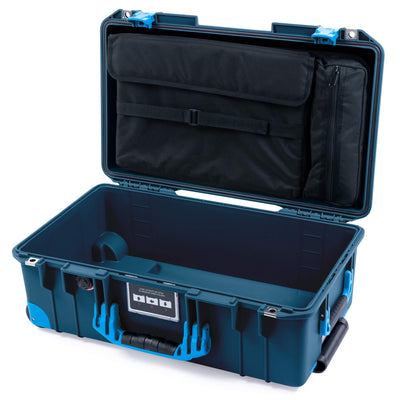 Pelican 1535 Air Case, Deep Pacific with Blue Handles, Push-Button Latches & Trolley Laptop Computer Lid Pouch Only ColorCase 015350-0200-550-120-120