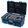 Pelican 1535 Air Case, Deep Pacific with Blue Handles, Push-Button Latches & Trolley Gray Padded Microfiber Dividers with Mesh Lid Organizer ColorCase 015350-0170-550-120-120