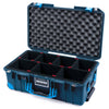 Pelican 1535 Air Case, Deep Pacific with Blue Handles, Push-Button Latches & Trolley TrekPak Divider System with Convolute Lid Foam ColorCase 015350-0020-550-120-120
