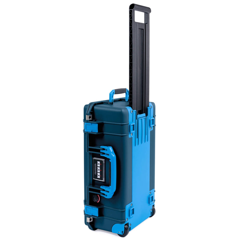 Pelican 1535 Air Case, Deep Pacific with Blue Handles, Push-Button Latches & Trolley ColorCase 
