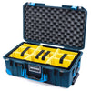 Pelican 1535 Air Case, Deep Pacific with Blue Handles, Push-Button Latches & Trolley Yellow Padded Microfiber Dividers with Convolute Lid Foam ColorCase 015350-0010-550-120-120
