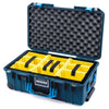 Pelican 1535 Air Case, Deep Pacific with Blue Handles & Push-Button Latches Yellow Padded Microfiber Dividers with Convolute Lid Foam ColorCase 015350-0010-550-120