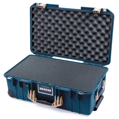 Pelican 1535 Air Case, Deep Pacific with Desert Tan Handles & Latches Pick & Pluck Foam with Convolute Lid Foam ColorCase 015350-0001-550-311
