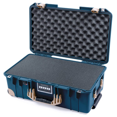 Pelican 1535 Air Case, Deep Pacific with Desert Tan Handles, Latches & Trolley Pick & Pluck Foam with Convolute Lid Foam ColorCase 015350-0001-550-311-310