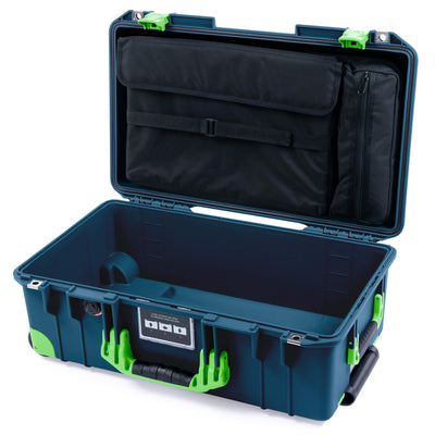 Pelican 1535 Air Case, Deep Pacific with Lime Green Handles, Latches & Trolley Laptop Computer Lid Pouch Only ColorCase 015350-0200-550-301-300