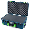 Pelican 1535 Air Case, Deep Pacific with Lime Green Handles, Latches & Trolley Pick & Pluck Foam with Convolute Lid Foam ColorCase 015350-0001-550-301-300
