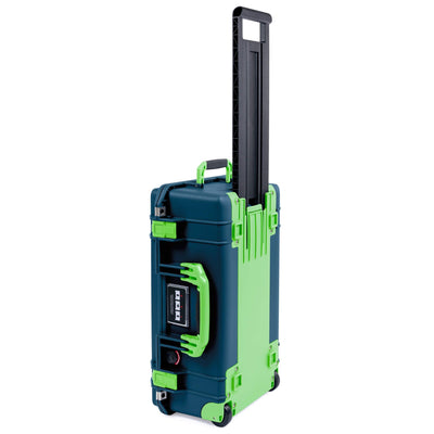 Pelican 1535 Air Case, Deep Pacific with Lime Green Handles, Latches & Trolley ColorCase