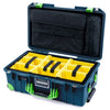 Pelican 1535 Air Case, Deep Pacific with Lime Green Handles, Latches & Trolley Yellow Padded Microfiber Dividers with Computer Pouch ColorCase 015350-0210-550-301-300