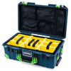 Pelican 1535 Air Case, Deep Pacific with Lime Green Handles, Latches & Trolley Yellow Padded Microfiber Dividers with Mesh Lid Organizer ColorCase 015350-0110-550-301-300