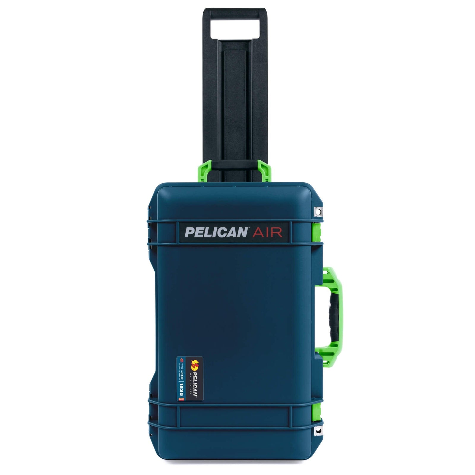 Pelican 1535 Air Case, Deep Pacific with Lime Green Handles & Latches ColorCase 