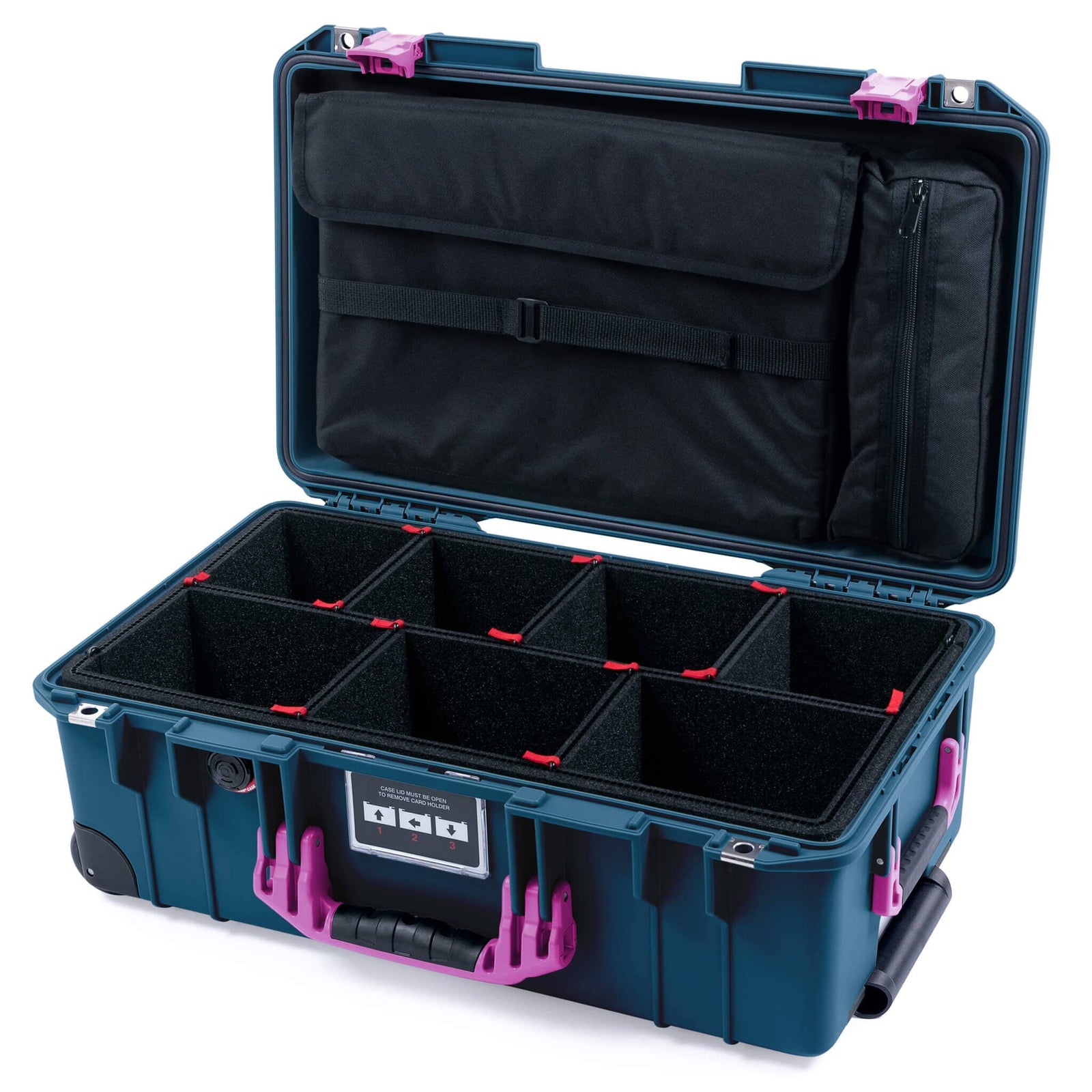 Pelican 1535 Air Case, Deep Pacific with Magenta Handles & Latches ColorCase 