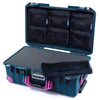 Pelican 1535 Air Case, Deep Pacific with Magenta Handles, Latches & Trolley Pick & Pluck Foam with 7-Piece Removable Mesh Pouches ColorCase 015350-0701-550-401-400