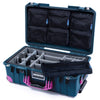 Pelican 1535 Air Case, Deep Pacific with Magenta Handles, Latches & Trolley Gray Padded Microfiber Dividers with 7-Piece Removable Mesh Pouches ColorCase 015350-0770-550-401-400