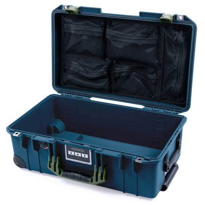 Pelican 1535 Air Case, Deep Pacific with OD Green Handles & Latches Mesh Lid Organizer Only ColorCase 015350-0100-550-131