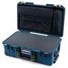 Pelican 1535 Air Case, Deep Pacific with OD Green Handles & Latches Pick & Pluck Foam with Computer Pouch ColorCase 015350-0201-550-131