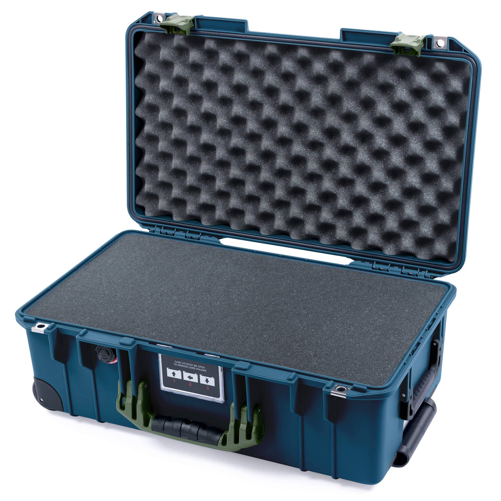 Pelican 1535 Air Case, Deep Pacific with OD Green Handles & Latches Pick & Pluck Foam with Convolute Lid Foam ColorCase 015350-0001-550-131