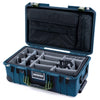 Pelican 1535 Air Case, Deep Pacific with OD Green Handles & Latches Gray Padded Microfiber Dividers with Computer Pouch ColorCase 015350-0270-550-131