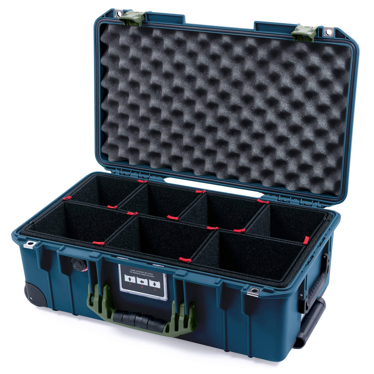 Pelican 1535 Air Case, Deep Pacific with OD Green Handles &amp; Latches TrekPak Divider System with Convolute Lid Foam ColorCase 015350-0020-550-131