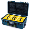 Pelican 1535 Air Case, Deep Pacific with OD Green Handles & Latches Yellow Padded Microfiber Dividers with Mesh Lid Organizer ColorCase 015350-0110-550-131