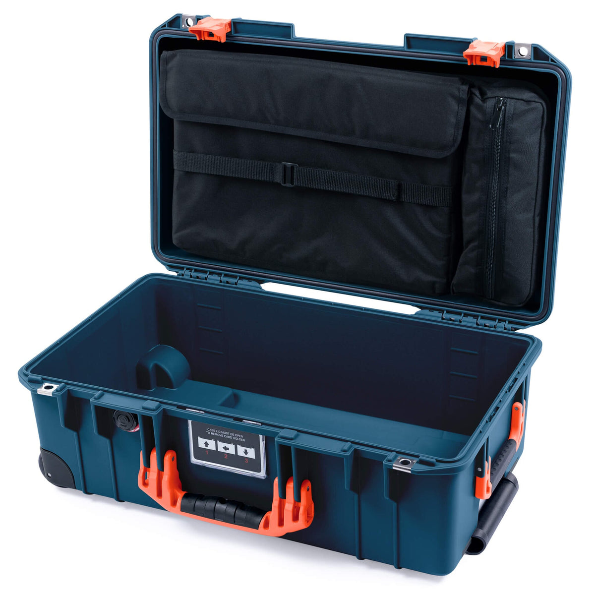 Pelican 1535 Air Case, Deep Pacific with Orange Handles &amp; Push-Button Latches Laptop Computer Lid Pouch Only ColorCase 015350-0200-550-151