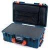 Pelican 1535 Air Case, Deep Pacific with Orange Handles & Push-Button Latches Pick & Pluck Foam with Computer Pouch ColorCase 015350-0201-550-151