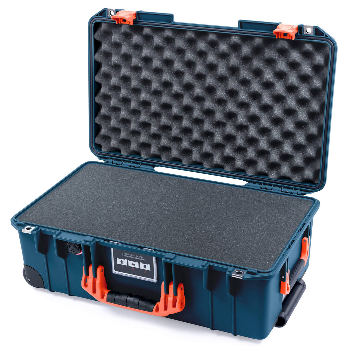 Pelican 1535 Air Case, Deep Pacific with Orange Handles &amp; Push-Button Latches Pick &amp; Pluck Foam with Convolute Lid Foam ColorCase 015350-0001-550-151