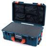 Pelican 1535 Air Case, Deep Pacific with Orange Handles & Push-Button Latches Pick & Pluck Foam with Mesh Lid Organizer ColorCase 015350-0101-550-151