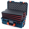 Pelican 1535 Air Case, Deep Pacific with Orange Handles & Push-Button Latches Custom Tool Kit (4 Foam Inserts with Convolute Lid Foam) ColorCase 015350-0060-550-151