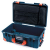 Pelican 1535 Air Case, Deep Pacific with Orange Handles, Push-Button Latches & Trolley Laptop Computer Lid Pouch Only ColorCase 015350-0200-550-151-150