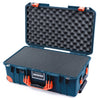 Pelican 1535 Air Case, Deep Pacific with Orange Handles, Push-Button Latches & Trolley Pick & Pluck Foam with Convolute Lid Foam ColorCase 015350-0001-550-151-150