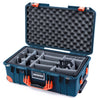 Pelican 1535 Air Case, Deep Pacific with Orange Handles, Push-Button Latches & Trolley Gray Padded Microfiber Dividers with Convolute Lid Foam ColorCase 015350-0070-550-151-150