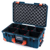Pelican 1535 Air Case, Deep Pacific with Orange Handles, Push-Button Latches & Trolley TrekPak Divider System with Convolute Lid Foam ColorCase 015350-0020-550-151-150