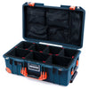 Pelican 1535 Air Case, Deep Pacific with Orange Handles, Push-Button Latches & Trolley TrekPak Divider System with Mesh Lid Organizer ColorCase 015350-0120-550-151-150