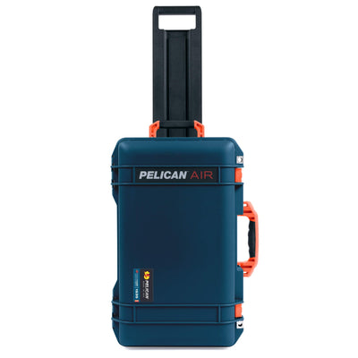 Pelican 1535 Air Case, Deep Pacific with Orange Handles, Push-Button Latches & Trolley ColorCase