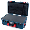 Pelican 1535 Air Case, Deep Pacific with Red Handles & Push-Button Latches Pick & Pluck Foam with Computer Pouch ColorCase 015350-0201-550-320