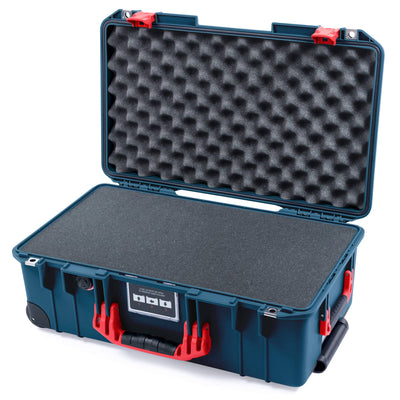 Pelican 1535 Air Case, Deep Pacific with Red Handles & Push-Button Latches Pick & Pluck Foam with Convolute Lid Foam ColorCase 015350-0001-550-320