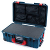 Pelican 1535 Air Case, Deep Pacific with Red Handles & Push-Button Latches Pick & Pluck Foam with Mesh Lid Organizer ColorCase 015350-0101-550-320