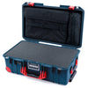 Pelican 1535 Air Case, Deep Pacific with Red Handles, Push-Button Latches & Trolley Pick & Pluck Foam with Computer Pouch ColorCase 015350-0201-550-320-320