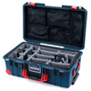 Pelican 1535 Air Case, Deep Pacific with Red Handles, Push-Button Latches & Trolley Gray Padded Microfiber Dividers with Mesh Lid Organizer ColorCase 015350-0170-550-320-320