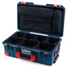 Pelican 1535 Air Case, Deep Pacific with Red Handles, Push-Button Latches & Trolley TrekPak Divider System with Computer Pouch ColorCase 015350-0220-550-320-320