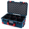 Pelican 1535 Air Case, Deep Pacific with Red Handles, Push-Button Latches & Trolley TrekPak Divider System with Convolute Lid Foam ColorCase 015350-0020-550-320-320