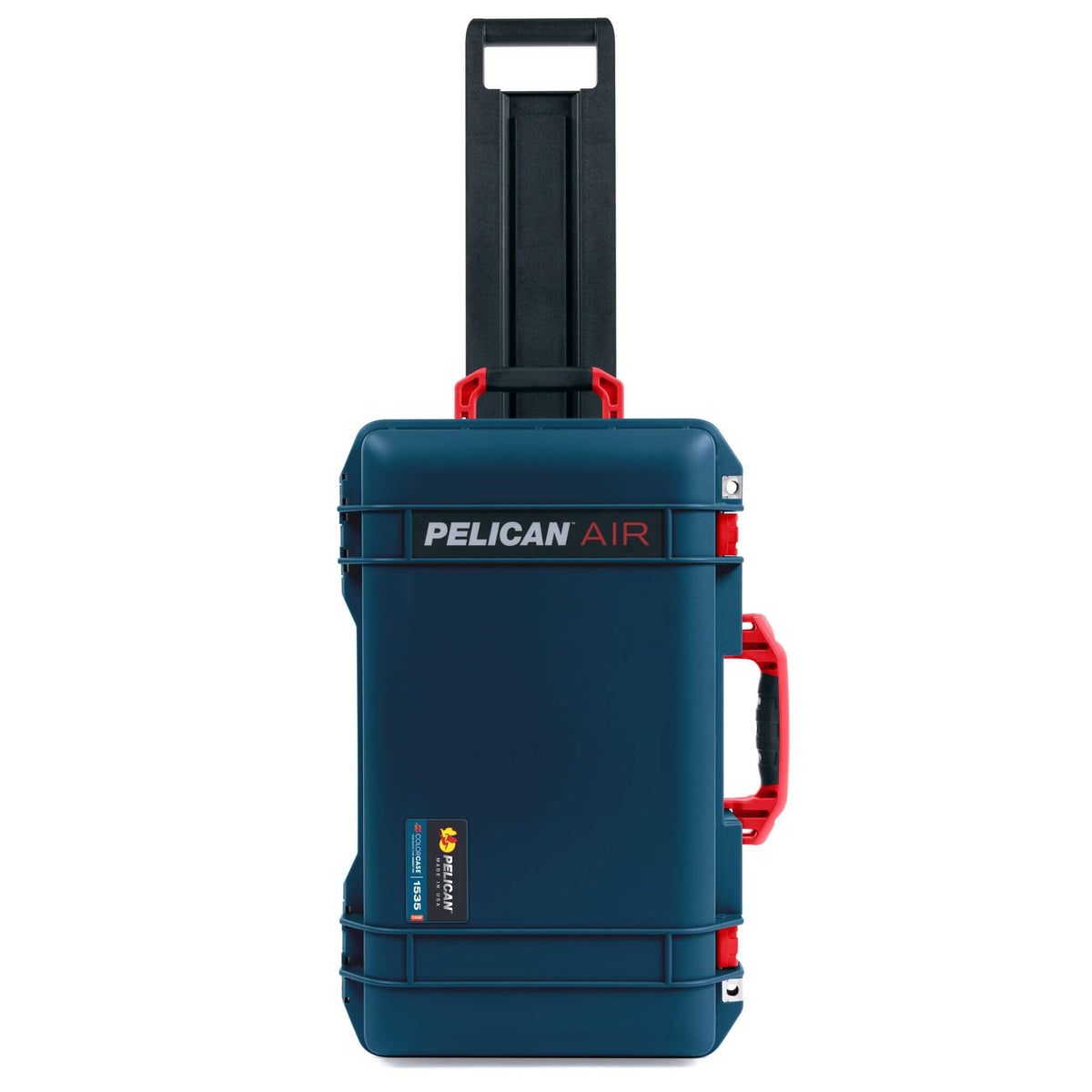 Pelican 1535 Air Case, Deep Pacific with Red Handles, Push-Button Latches &amp; Trolley ColorCase 